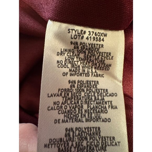 Xscape Formal Long Dress 14W Burdundy Party Gala Cruise Wedding Washable NEW - Picture 10 of 15